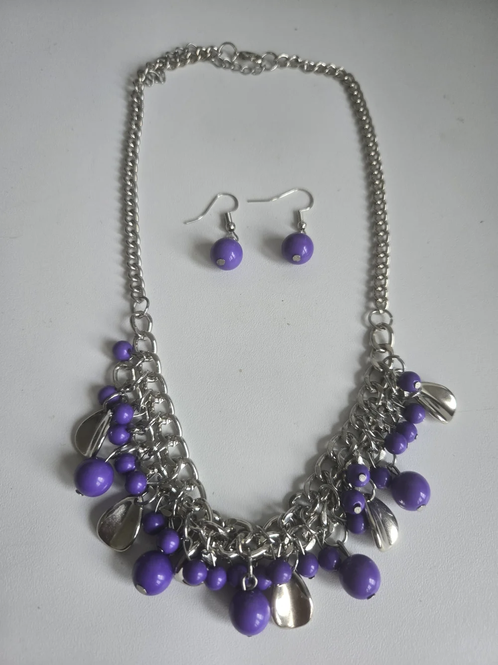 paparazzi Purple Bead Fringe Necklace with Matching Earrings